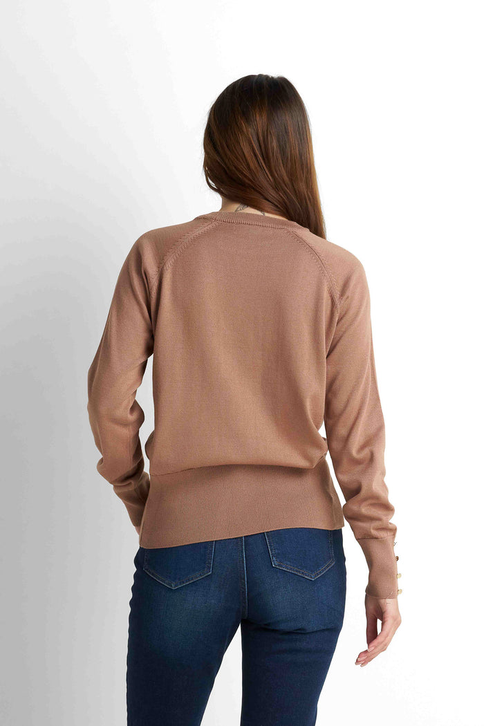 Crew Neck Knit Pullover - Mocha