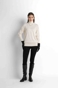 Turtleneck Knit Pullover - Cream
