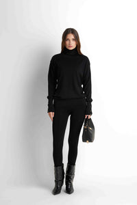 Turtleneck Knit Pullover - Black