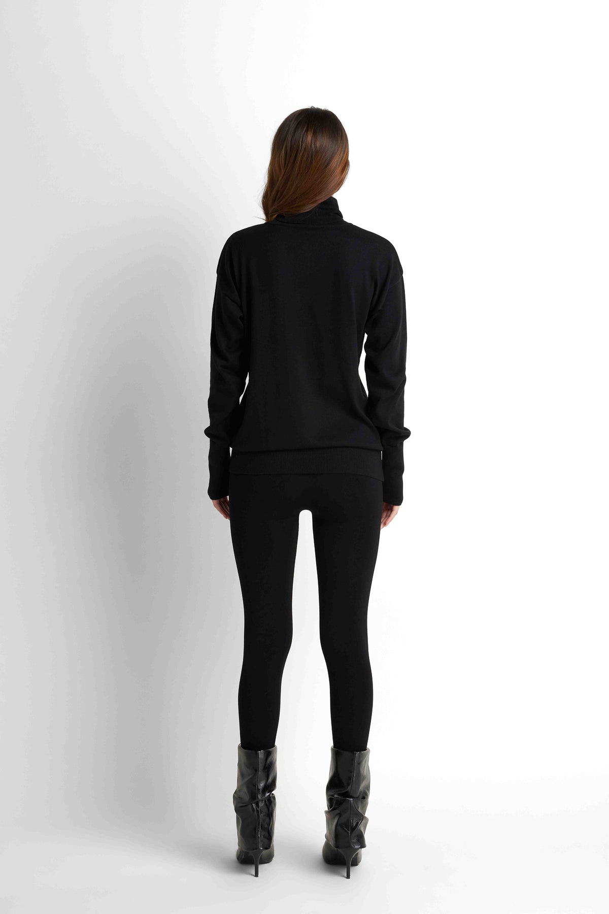 Turtleneck Knit Pullover - Black