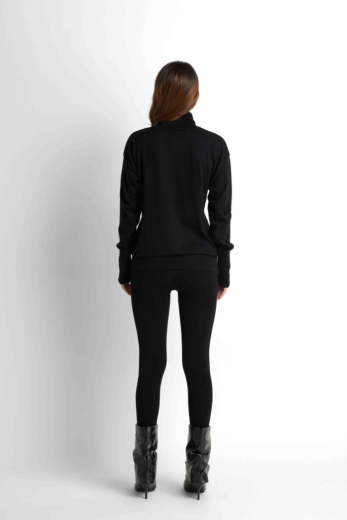 Turtleneck Knit Pullover - Black