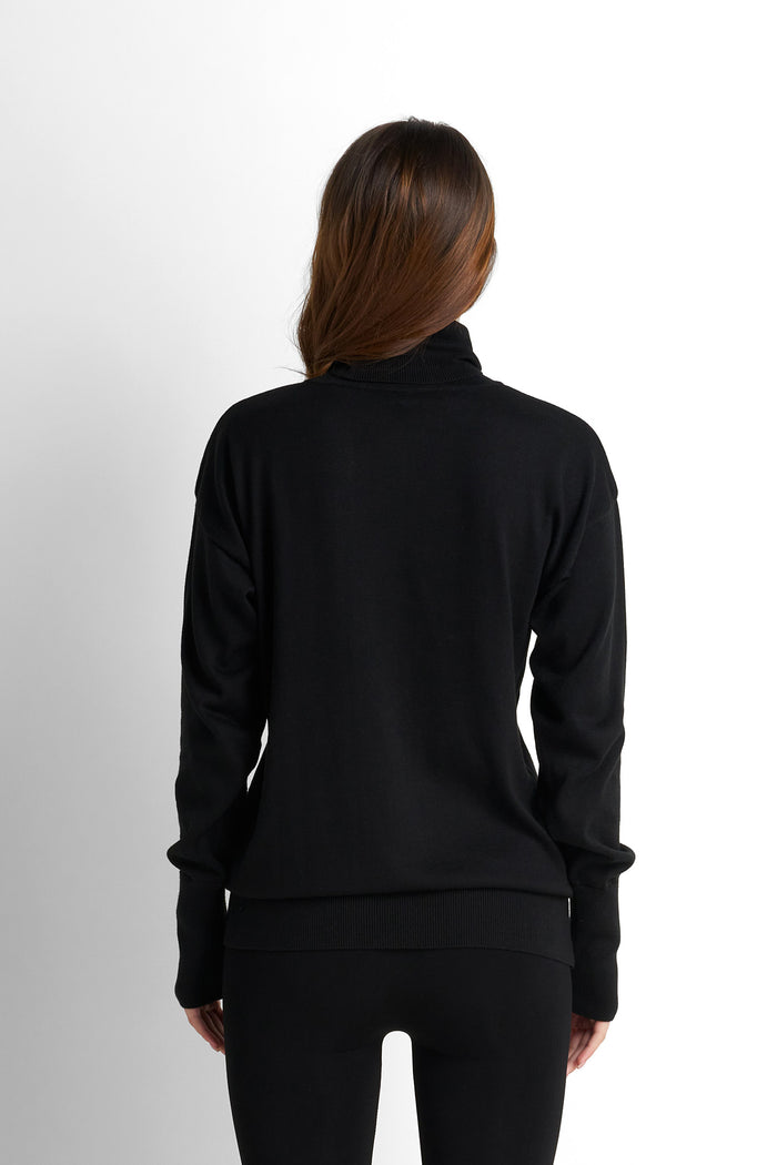 Turtleneck Knit Pullover - Black