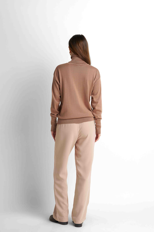 Turtleneck Knit Pullover - Mocha