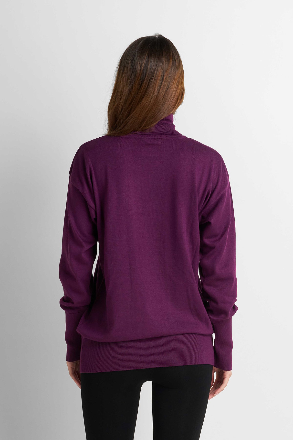 Turtleneck Knit Pullover - Plum