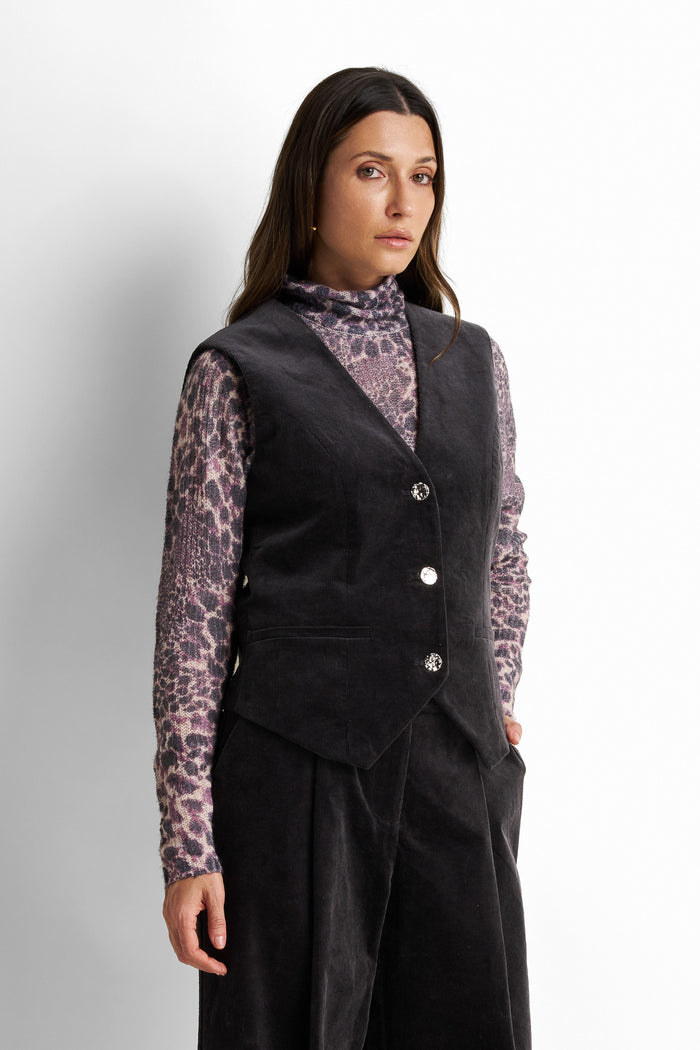 Corduroy tailored waistcoat vest