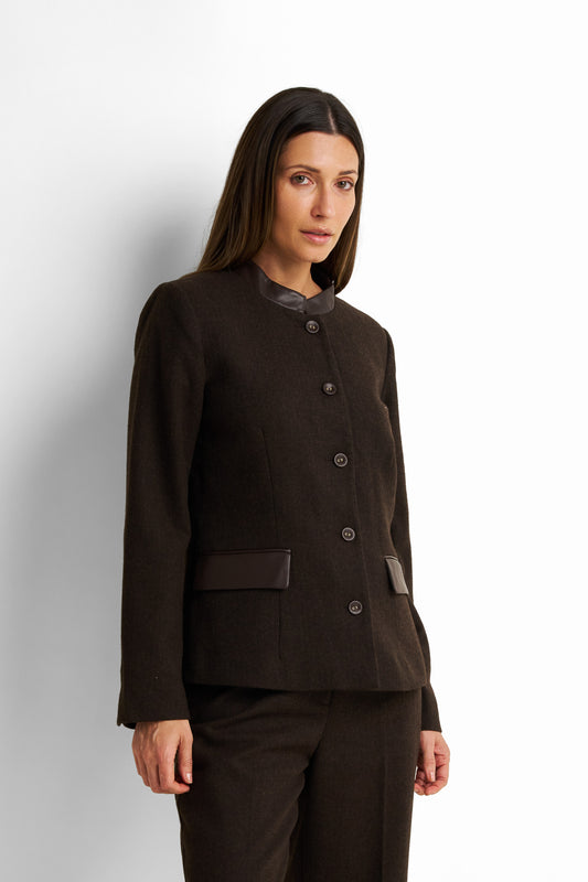 Leather Single-Breasted Jacket