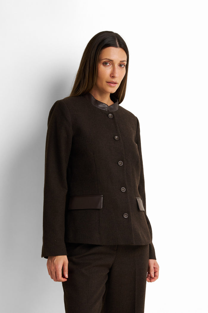 Leather Single-Breasted Jacket