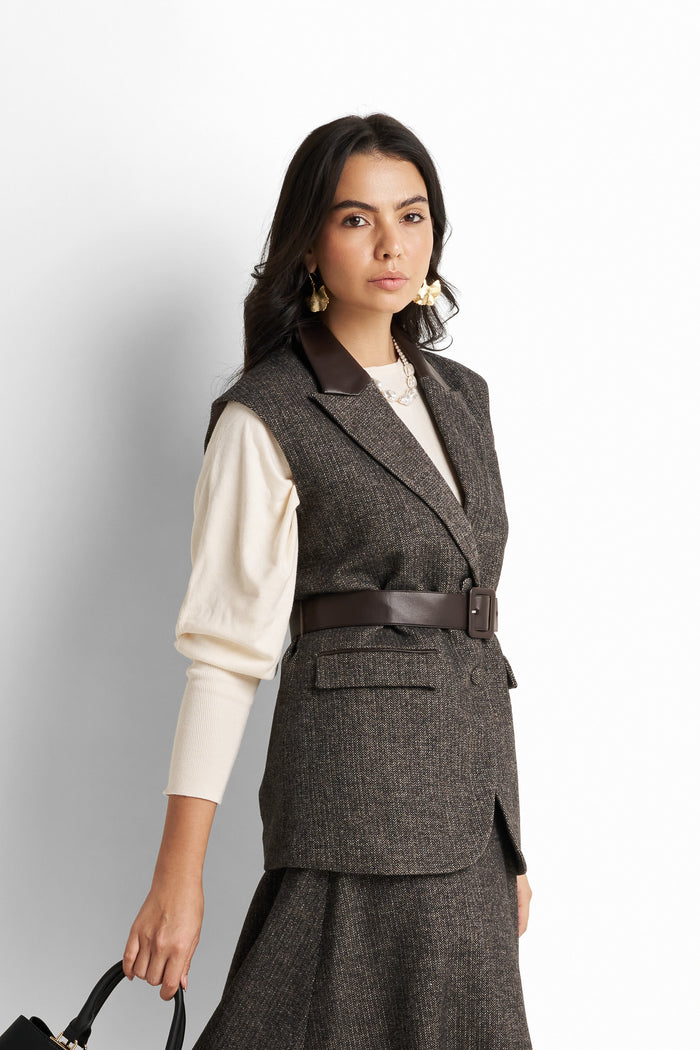 Belted tailored vest