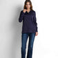Satin Button-Down Shirt - Navy