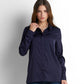 Satin Button-Down Shirt - Navy