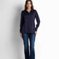 Satin Button-Down Shirt - Navy