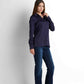 Satin Button-Down Shirt - Navy