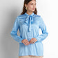 Bow-Neck Satin Shirt - Light Blue