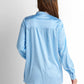 Bow-Neck Satin Shirt - Light Blue