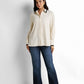 Contrast-piped point-collar blouse