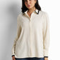 Contrast-piped point-collar blouse