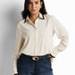 Contrast-piped point-collar blouse