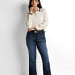 Contrast-piped point-collar blouse