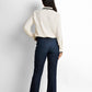 Contrast-piped point-collar blouse