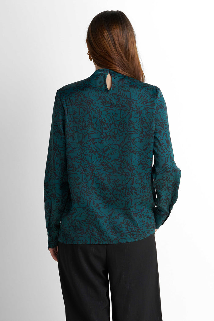 Satin Blouse - Teal Green