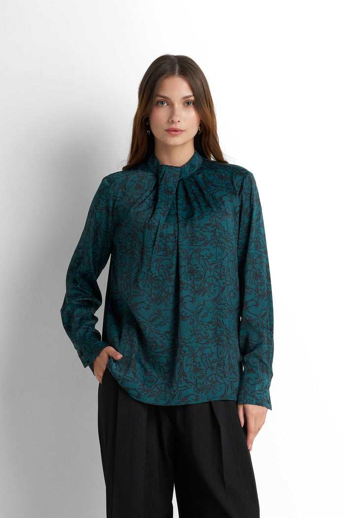 Satin Blouse - Teal Green