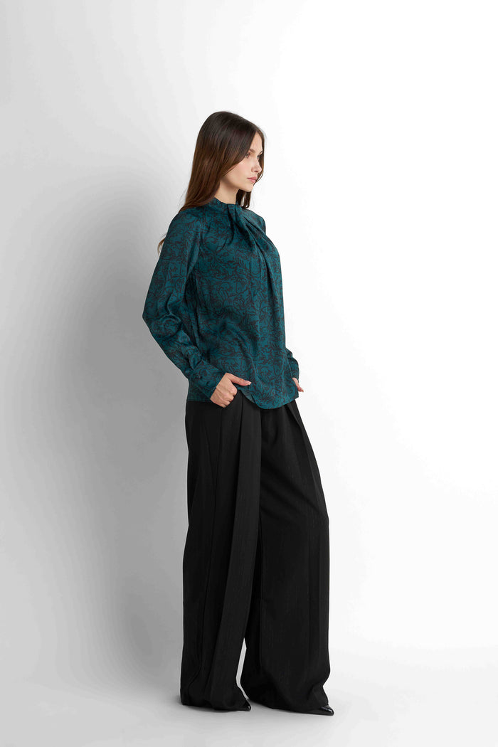Satin Blouse - Teal Green
