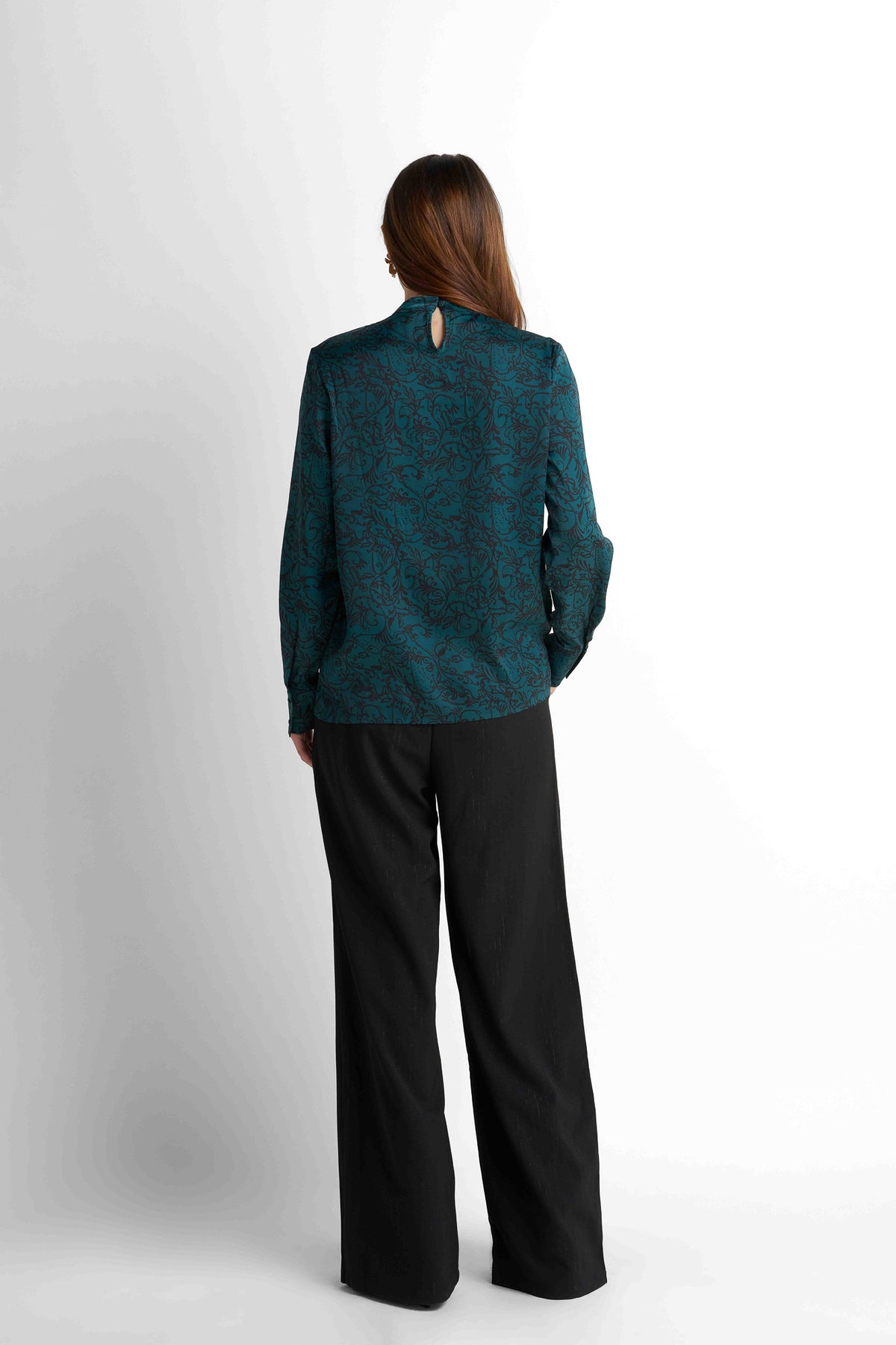 Satin Blouse - Teal Green