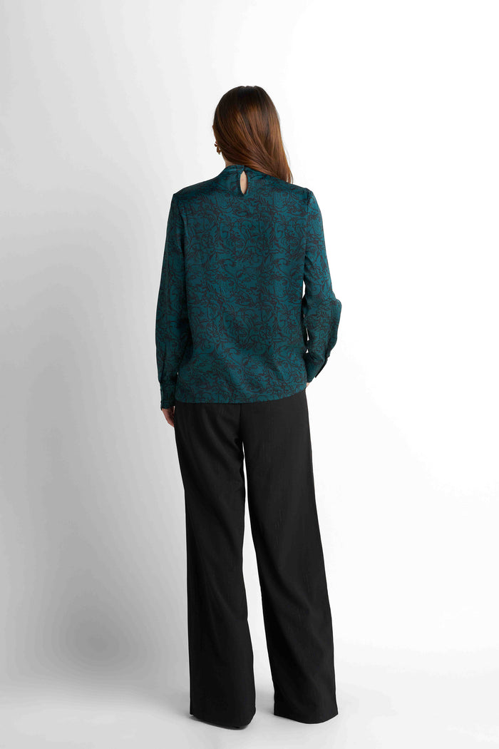 Satin Blouse - Teal Green