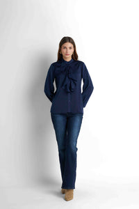 Ruffled Blouse - Navy