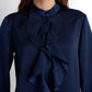 Ruffled Blouse - Navy