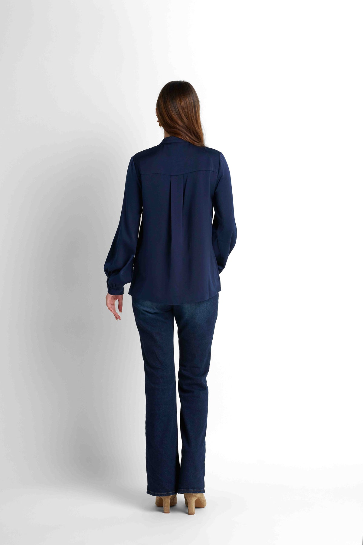 Ruffled Blouse - Navy