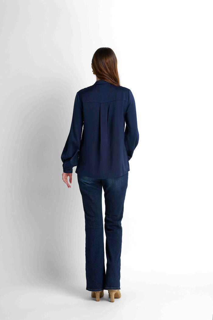 Ruffled Blouse - Navy