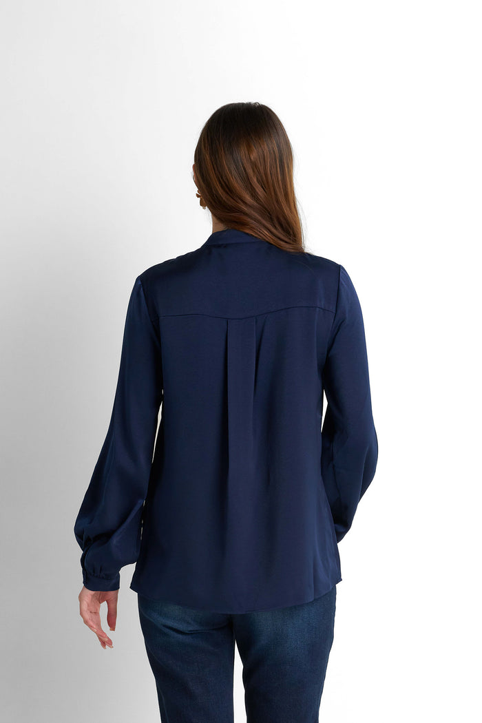 Ruffled Blouse - Navy