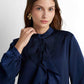 Ruffled Blouse - Navy