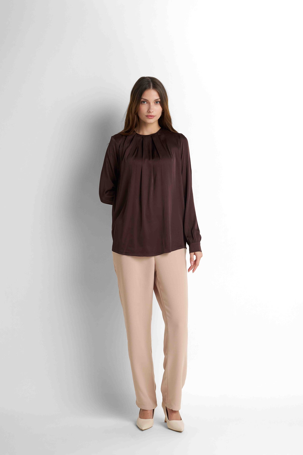 Satin Blouse - Brown