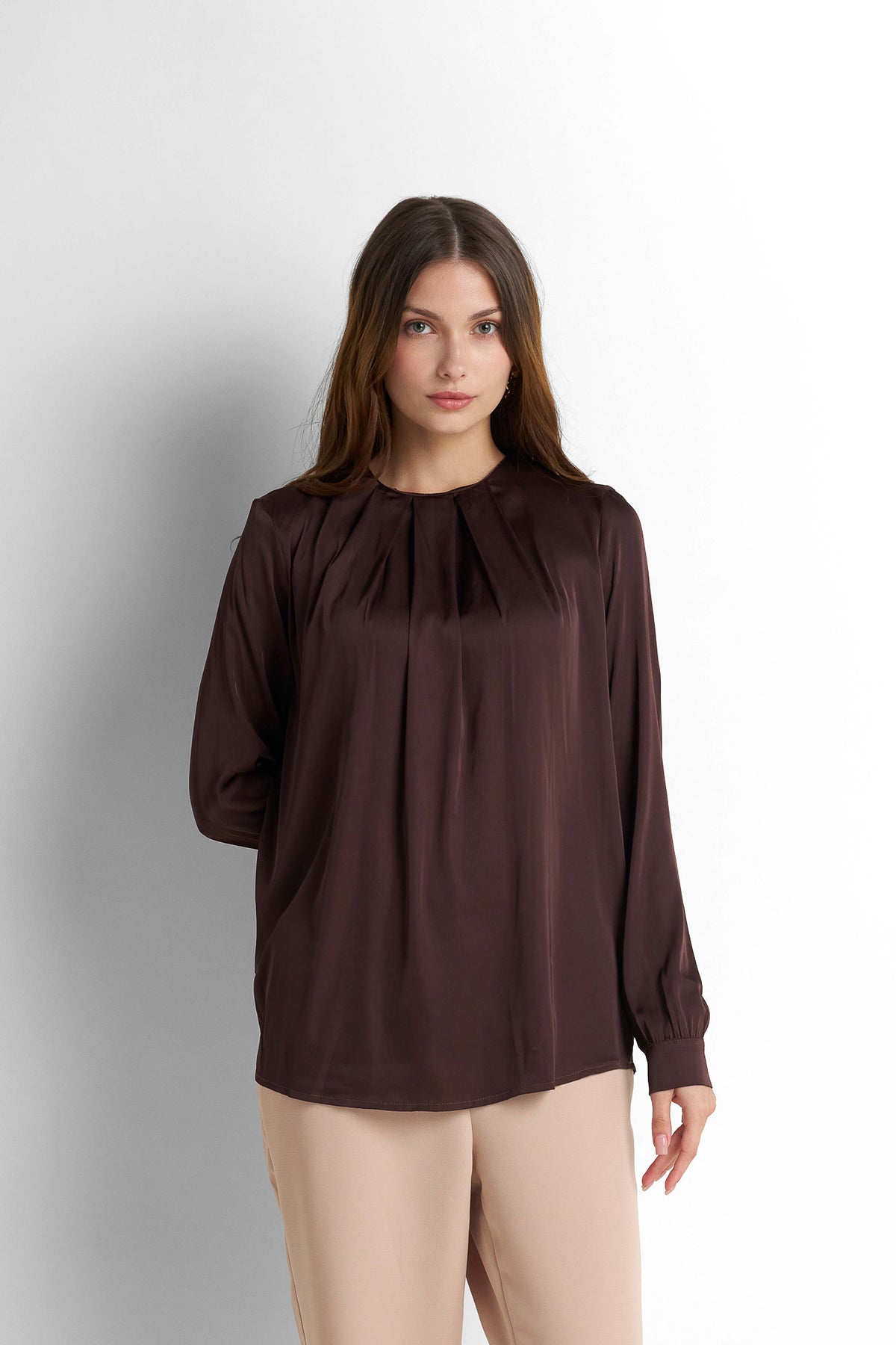 Satin Blouse - Brown