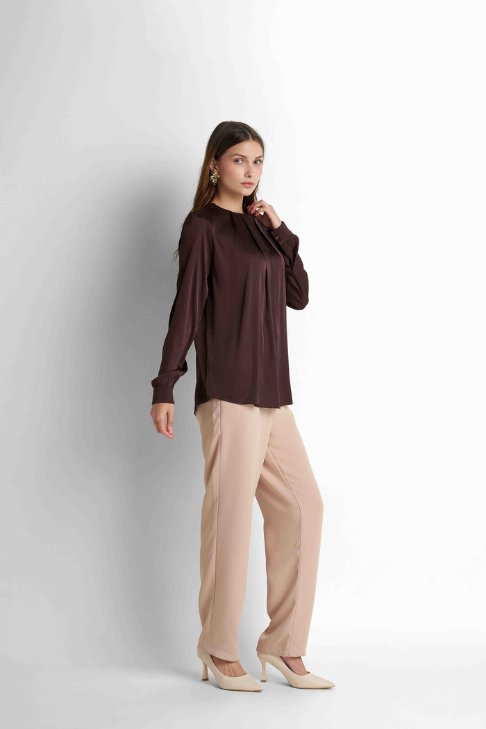 Satin Blouse - Brown