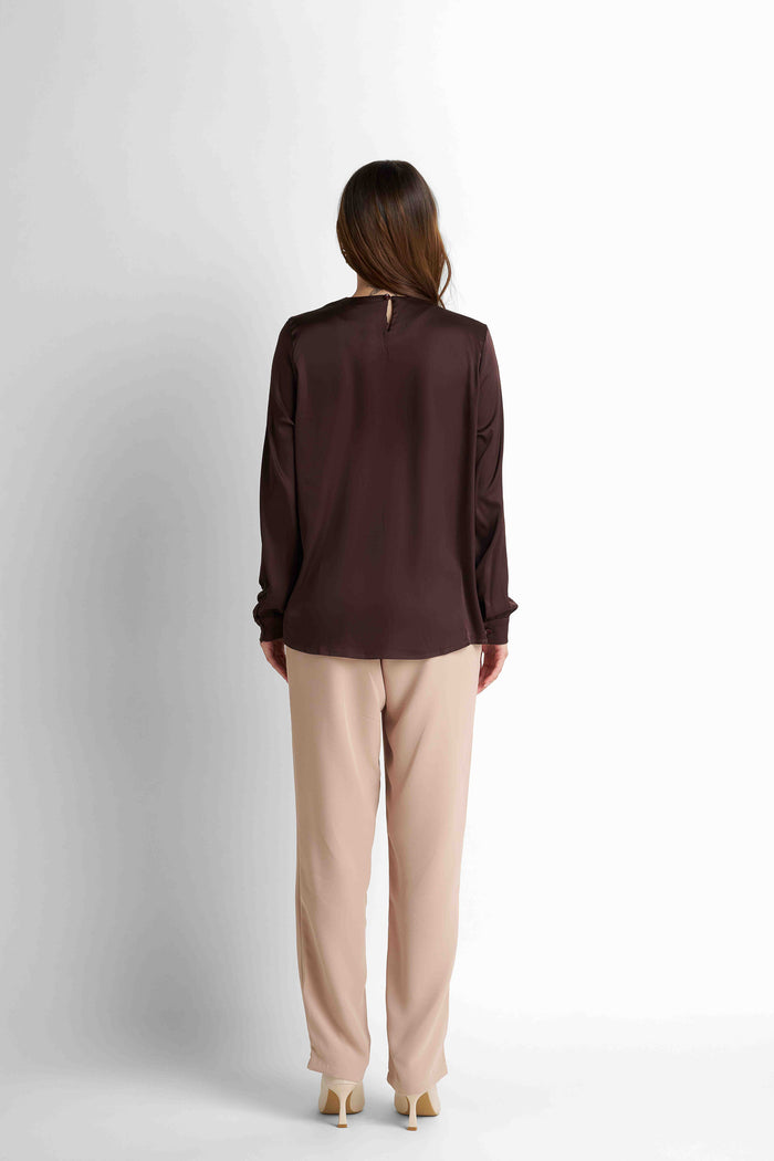 Satin Blouse - Brown