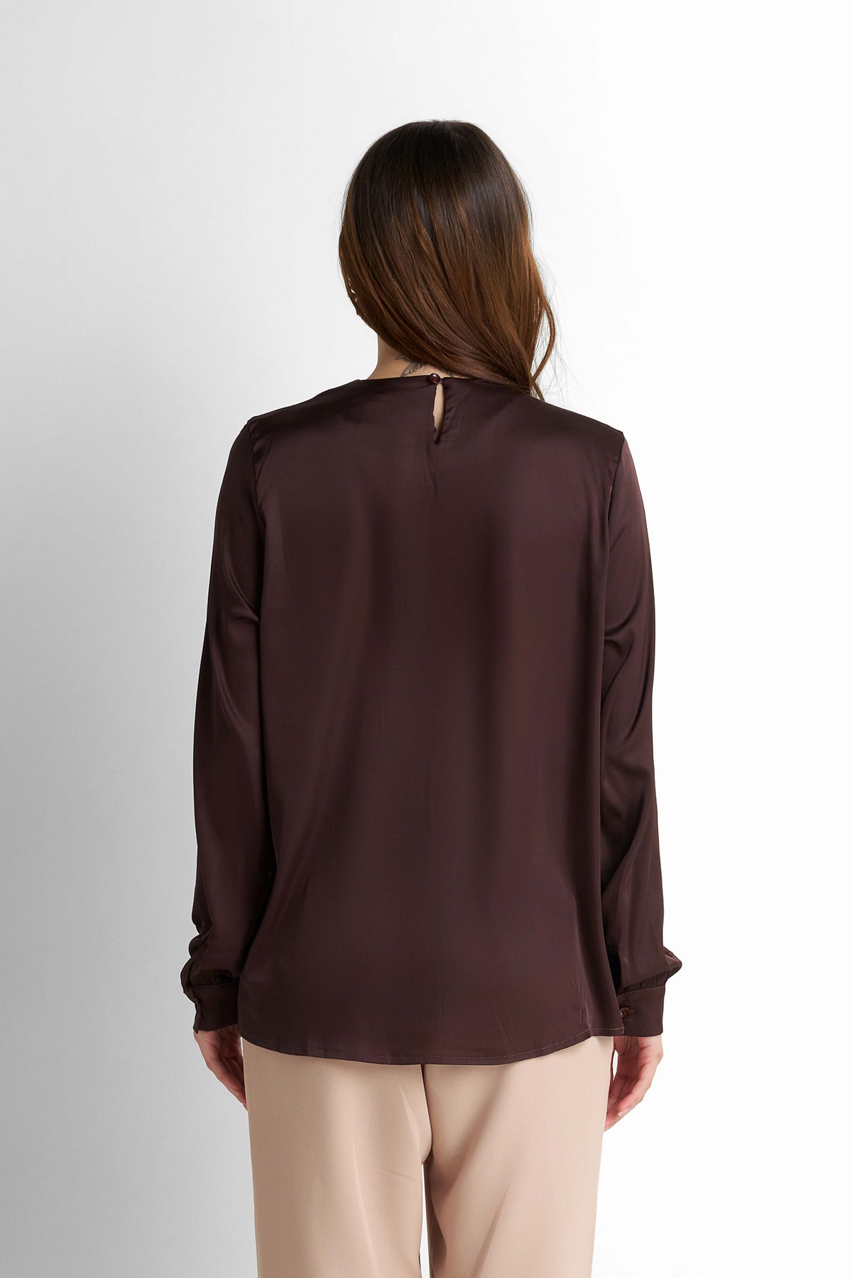 Satin Blouse - Brown