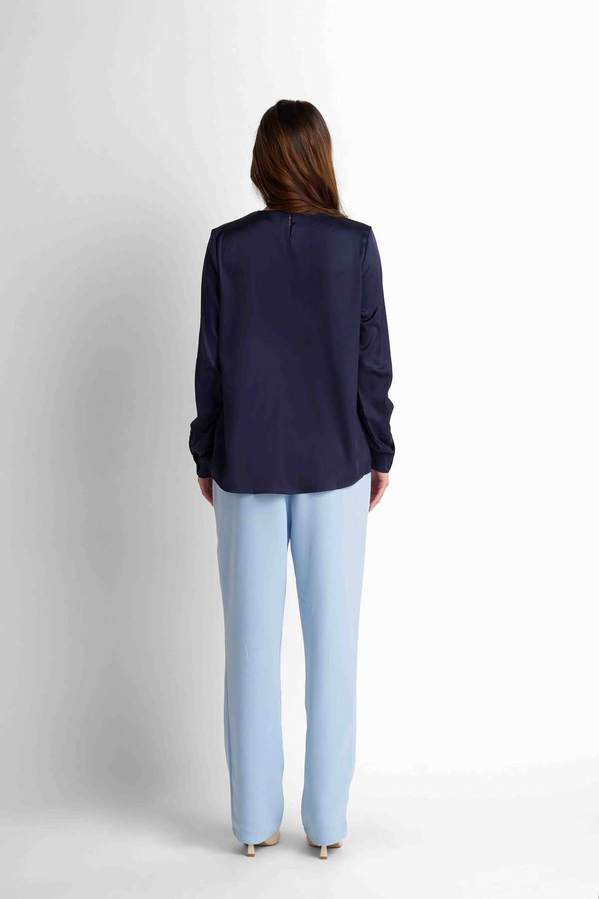 Satin Blouse - Navy