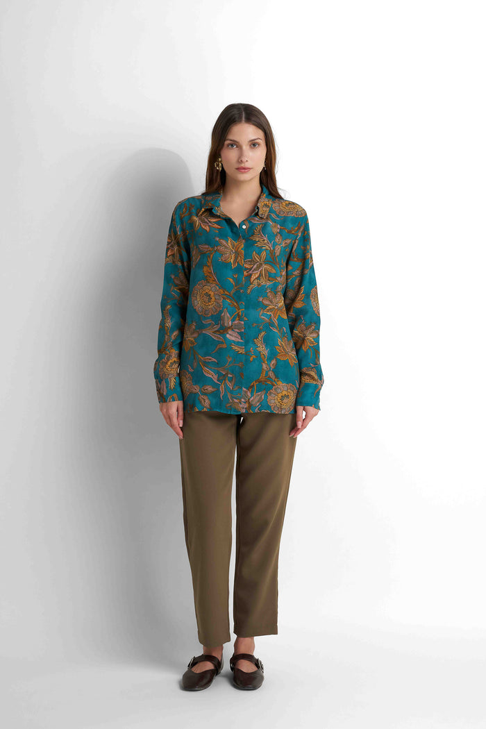 Printed Blouse - Aqua Printed