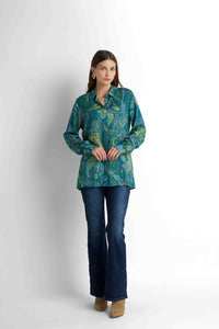 Printed Blouse - Printed Teal