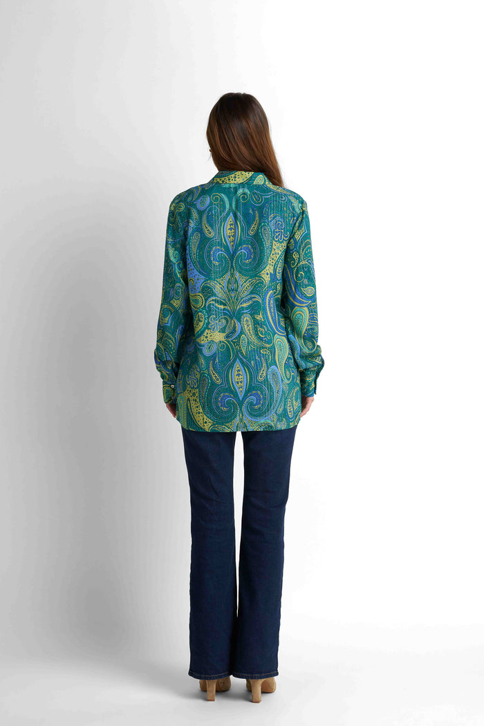 Printed Blouse - Printed Teal