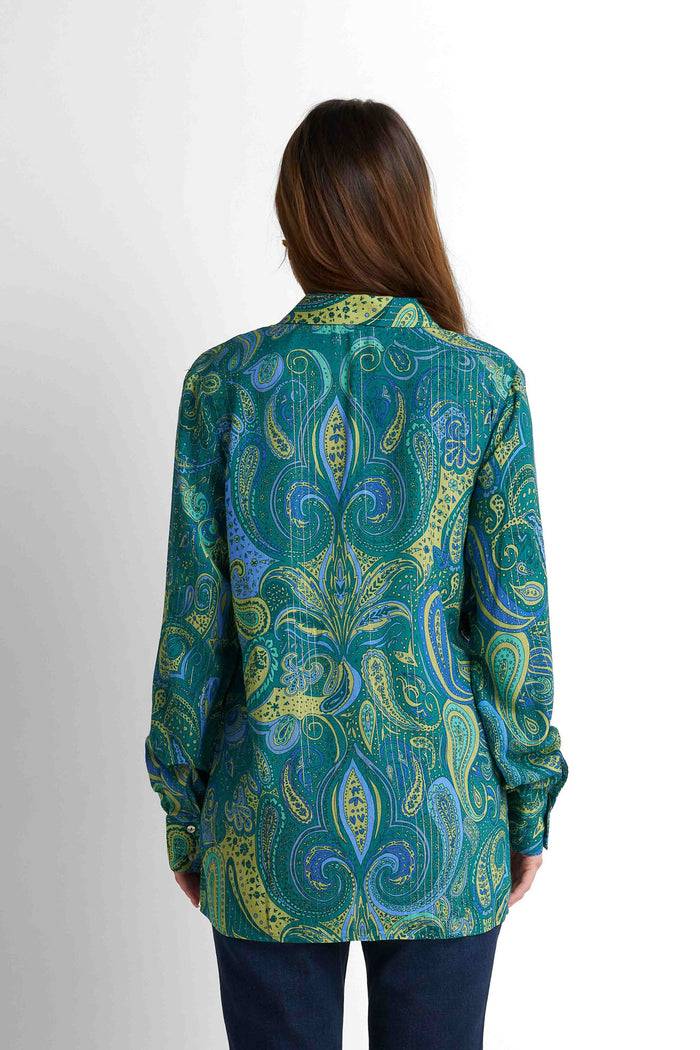 Printed Blouse - Printed Teal