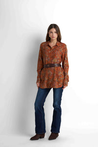 Belted Printed Blouse - Mocha