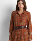 Belted Printed Blouse - Mocha