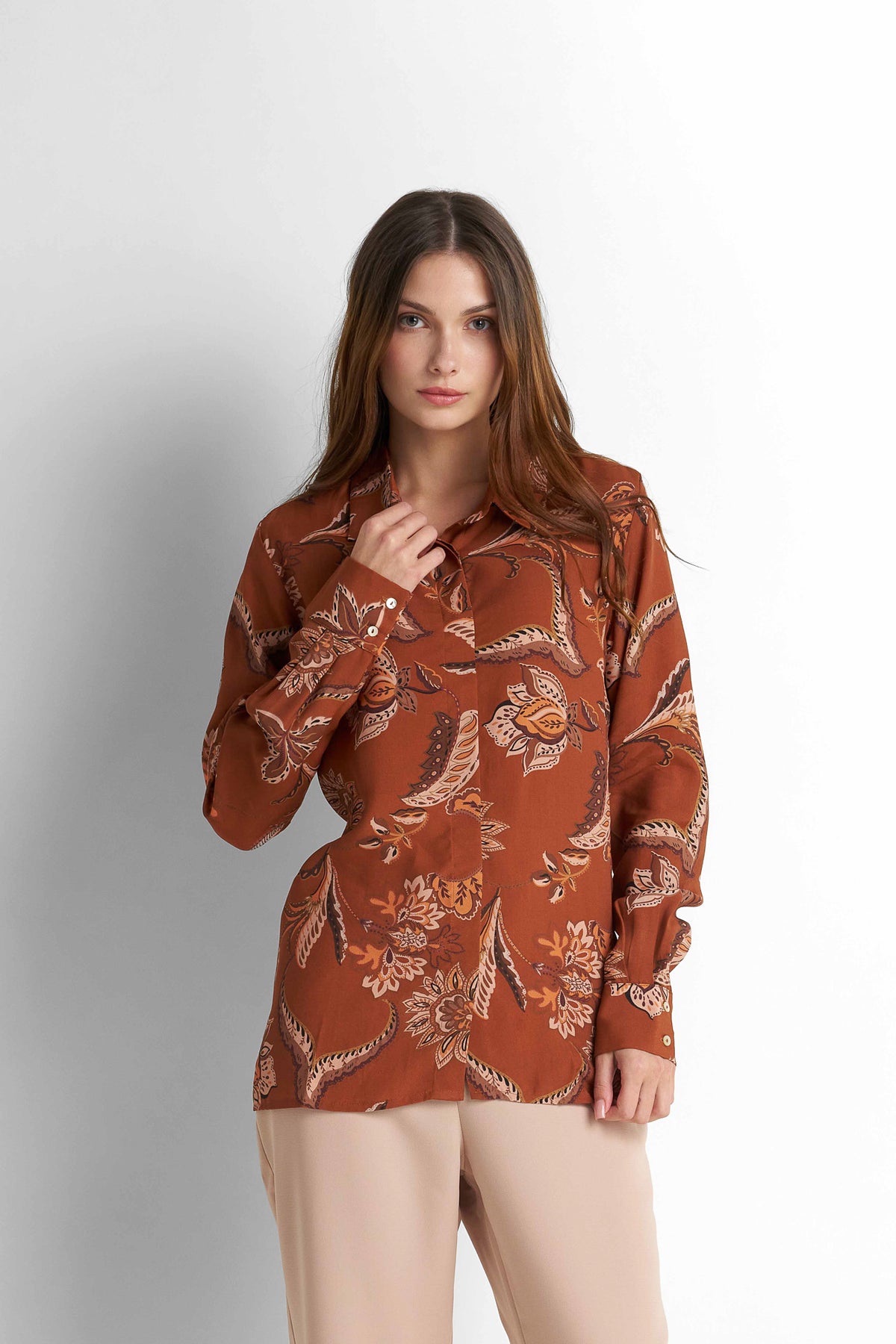 Printed Blouse - Brown Print