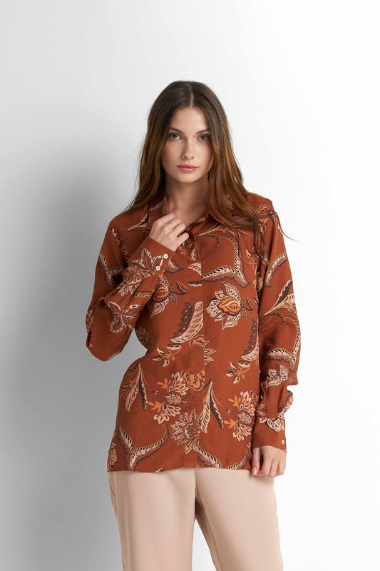 Printed Blouse - Brown Print