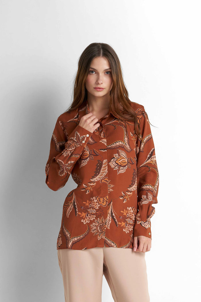 Printed Blouse - Brown Print