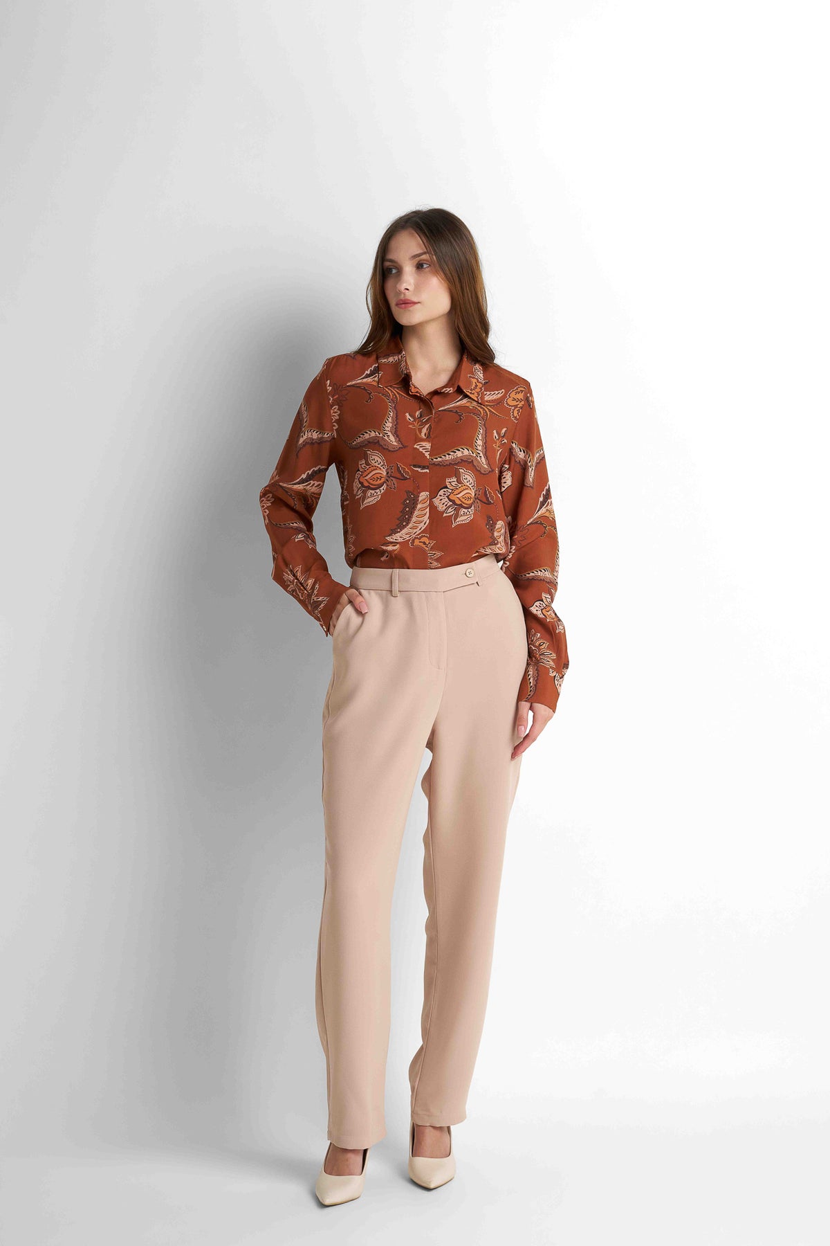 Printed Blouse - Brown Print